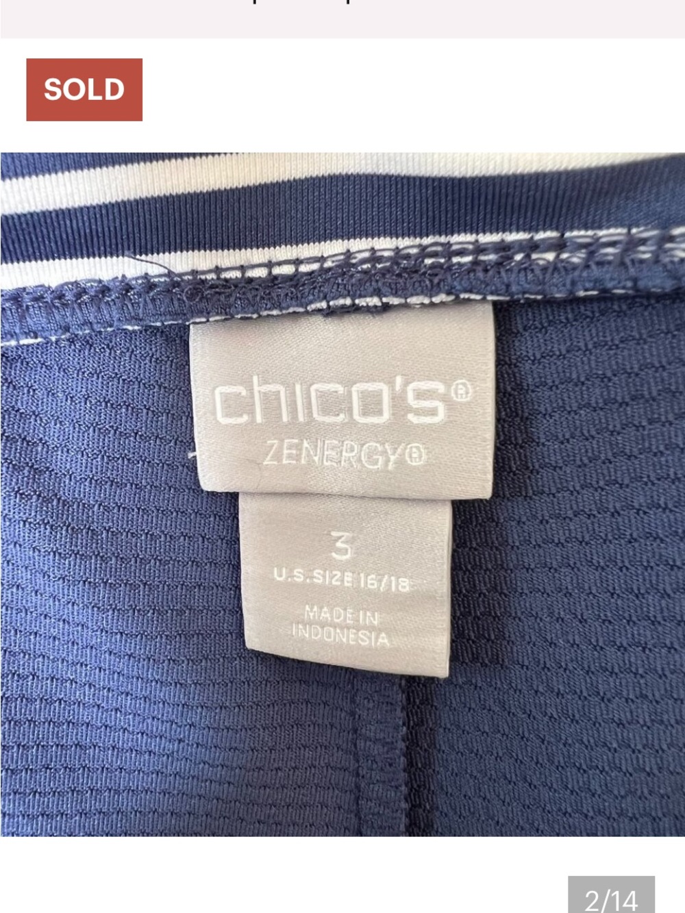 Chicos Skort Womens Size 16/18 Steel Blue & White Striped Skirt Nautical Outdoor - Picture 3 of 3